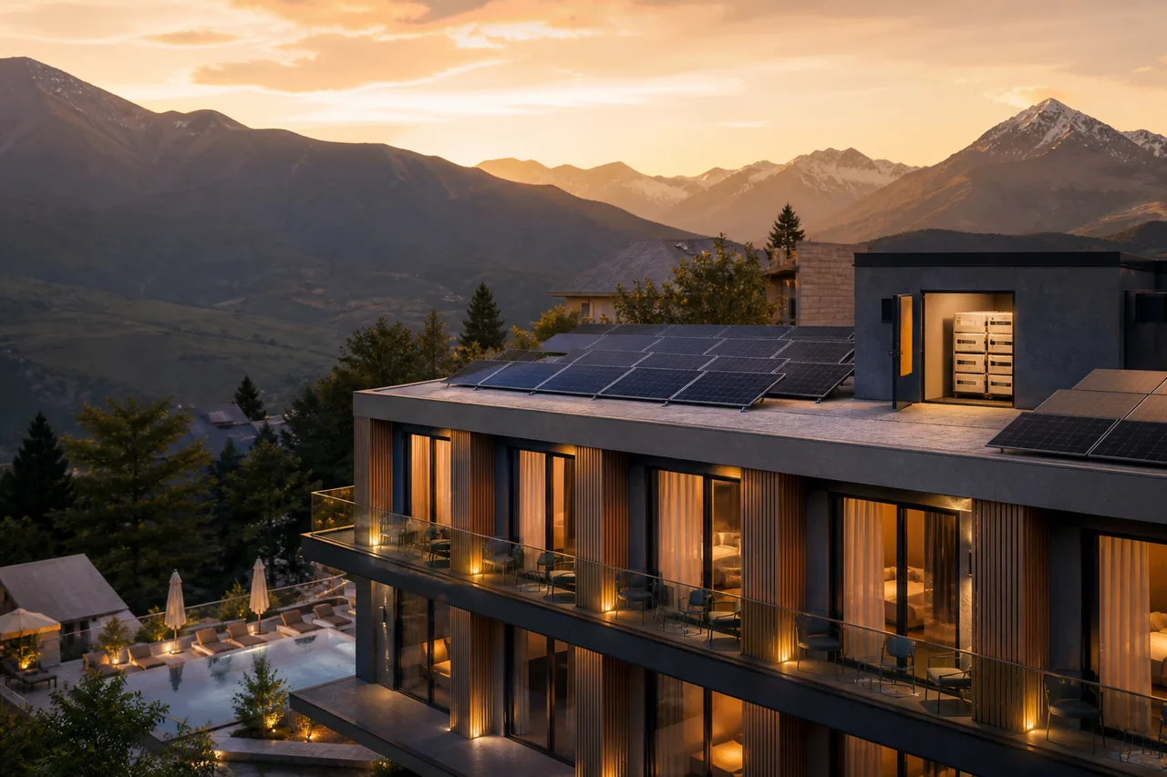 Georgia hotel with solar and hybrid energy storage
